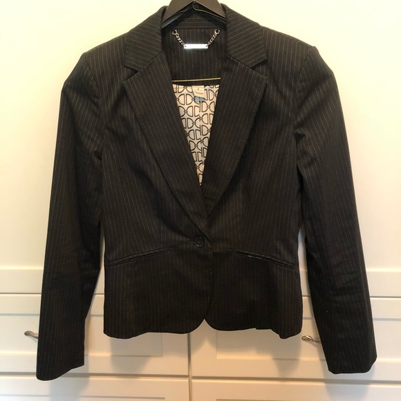 Two Piece Pin Striped Suit Jacket & Skirt - Picture 2 of 7